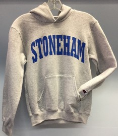 Champion Youth Eco Pullover Hood (Stoneham on front - Spartan Head on back) YOUTH Sizes Only - Colors: Light Steel (Grey), Royal, Navy & Black